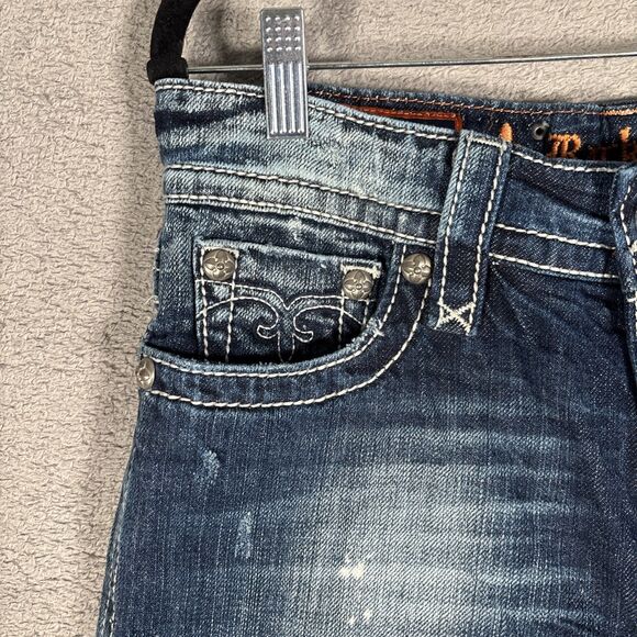 Rock Revival Emilie Boyfriend Jeans Women’s Size 27 Embellished Whiskers Fade - Picture 6 of 14